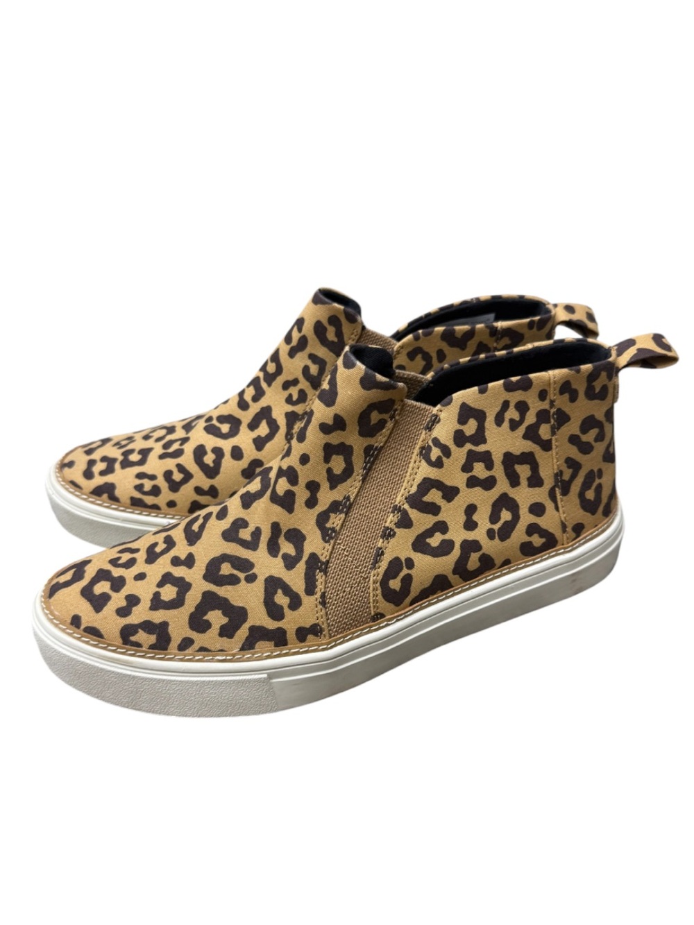 Leopard Slip On Sneaker Booties Cream Beige Size 8